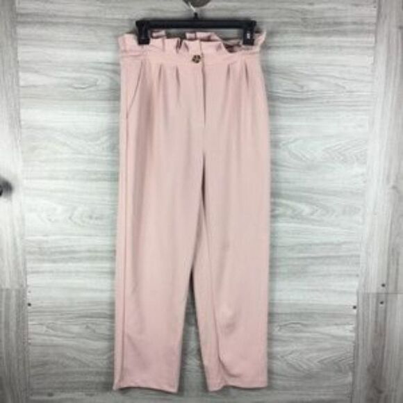 GOOD LUCK GEM High Waisted Ankle pink  Trousers size S - Picture 3 of 7